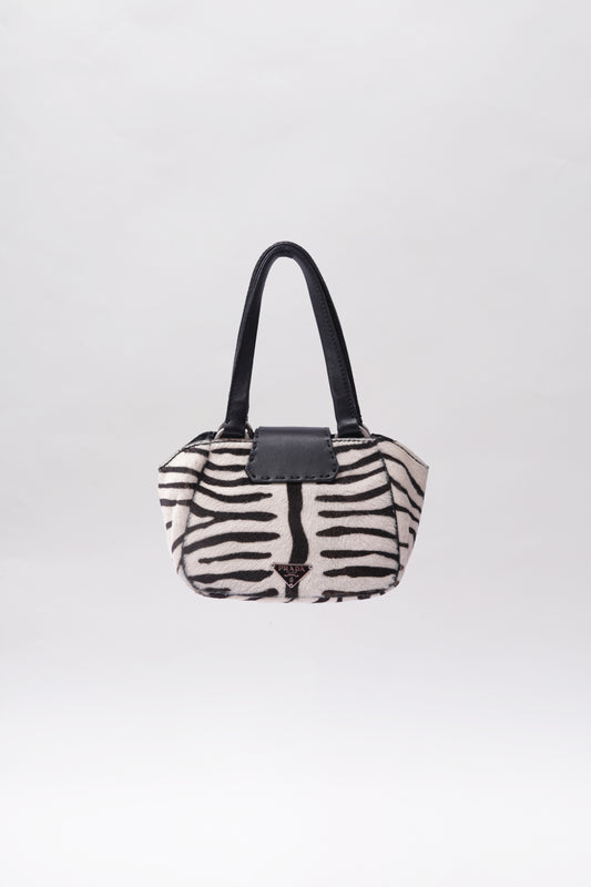 Prada 2003 furry leather mini bag zebra print