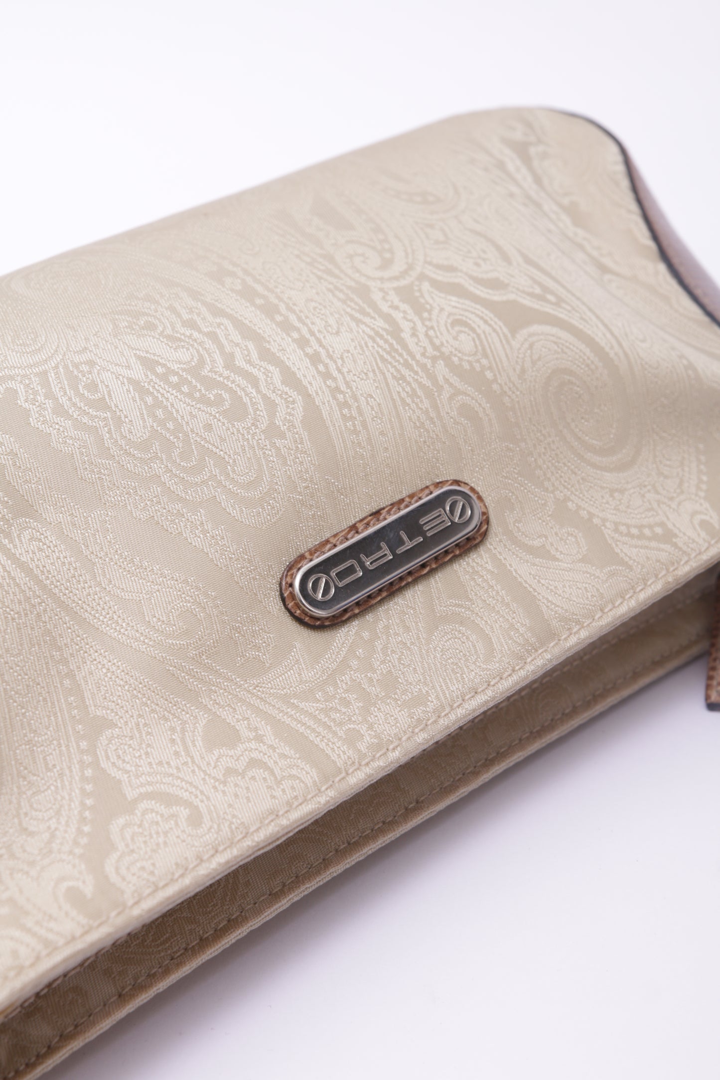 Etro cream paisley print leather shoulder bag