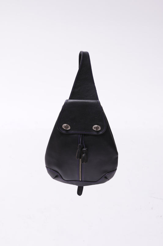 Kenzo sling bag in black leather and purple lining