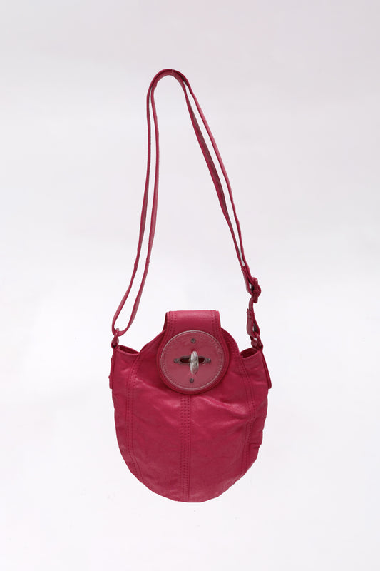 DIESEL hot pink crossbody bag with big plastic buckle