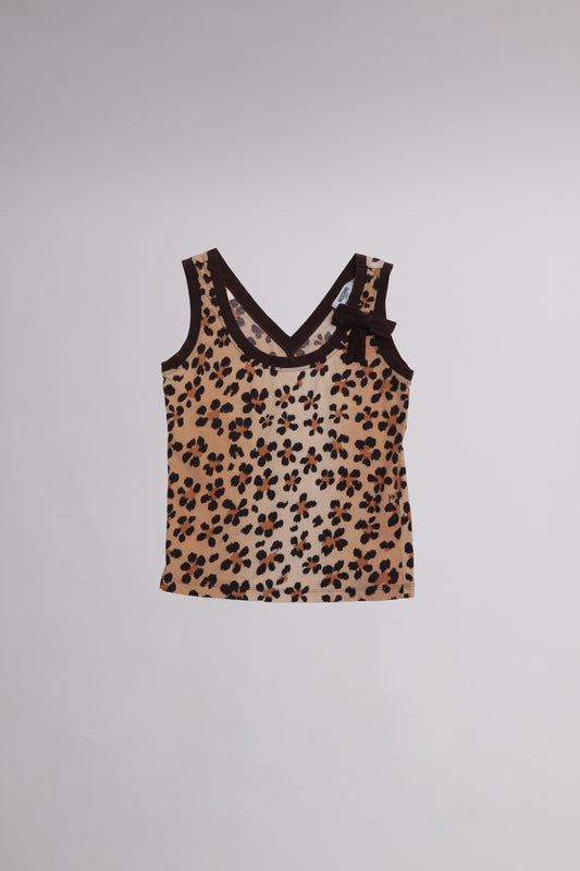 MOSCHINO leopard top with small bow