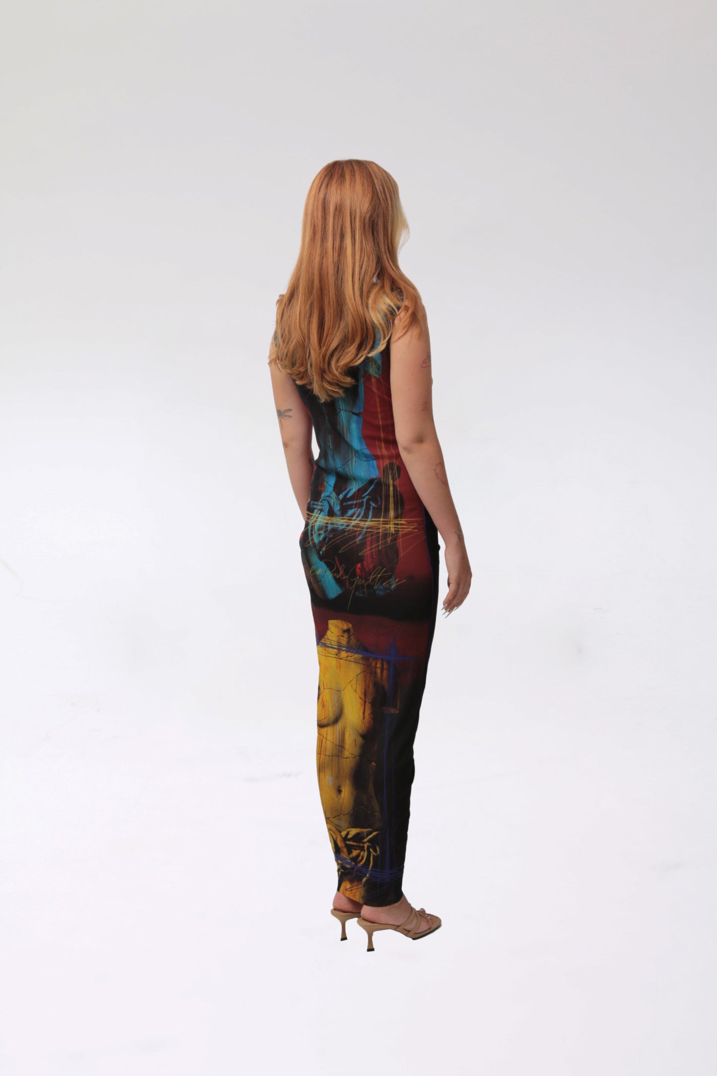 *RENTAL* JEAN PAUL GAULTIER limited edition printed mesh dress