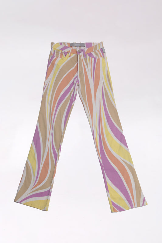 VERSACE 2000's abstract printed flared pants