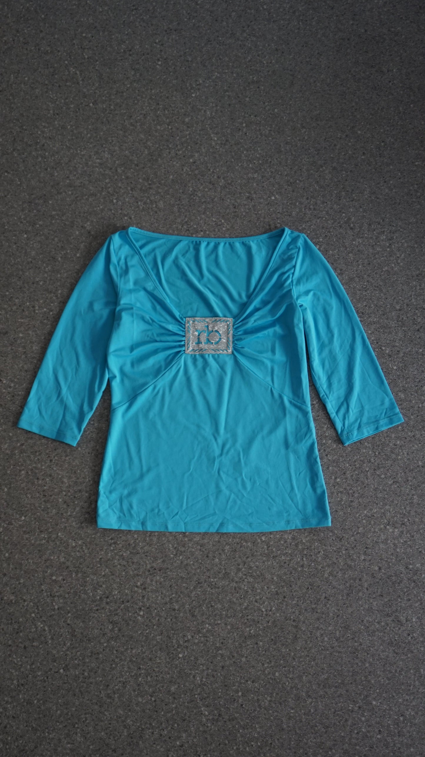 Roccobarocco stretchy mid sleeve shirt in cyan