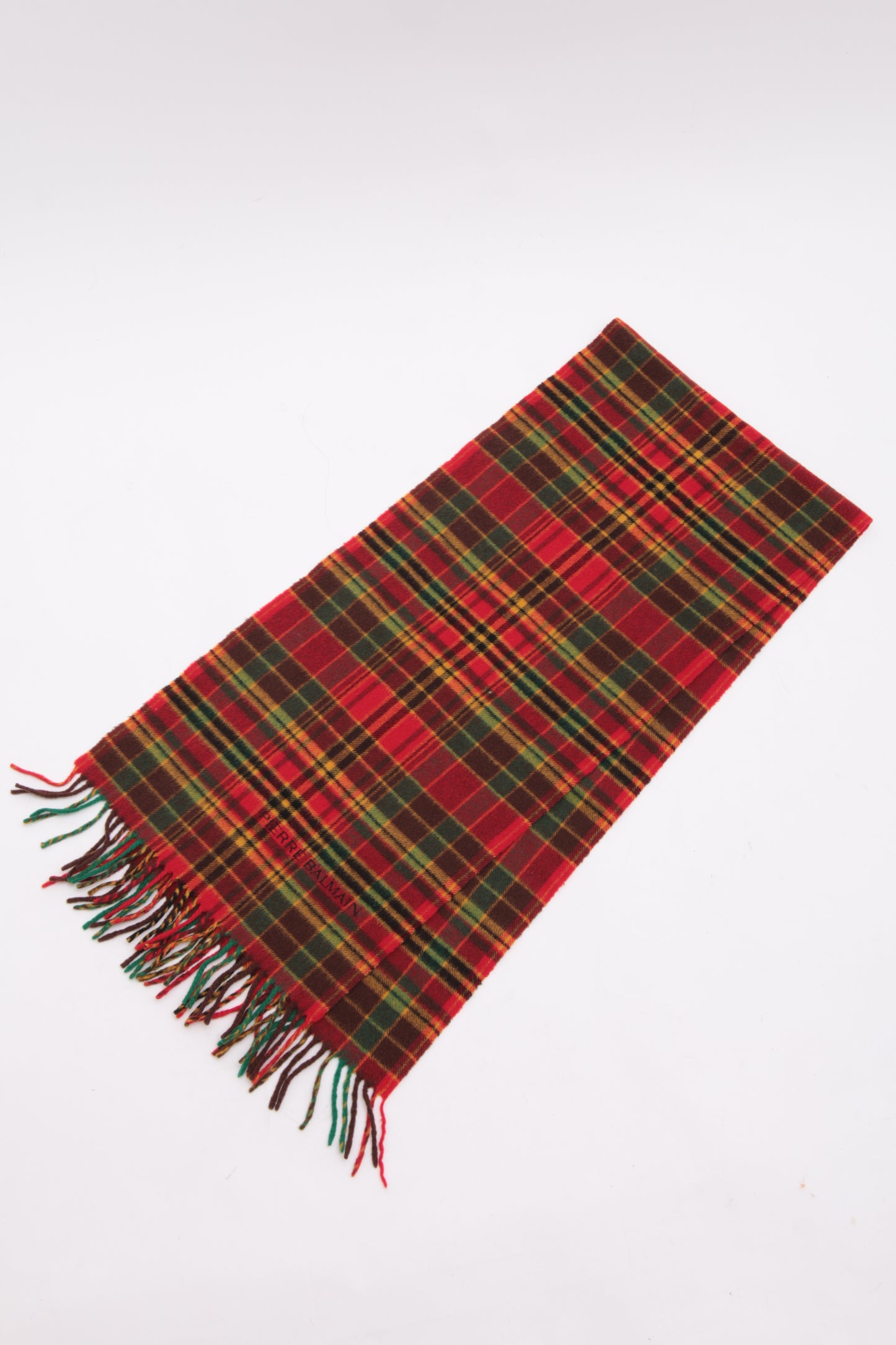 BALMAIN tartan wool scarf