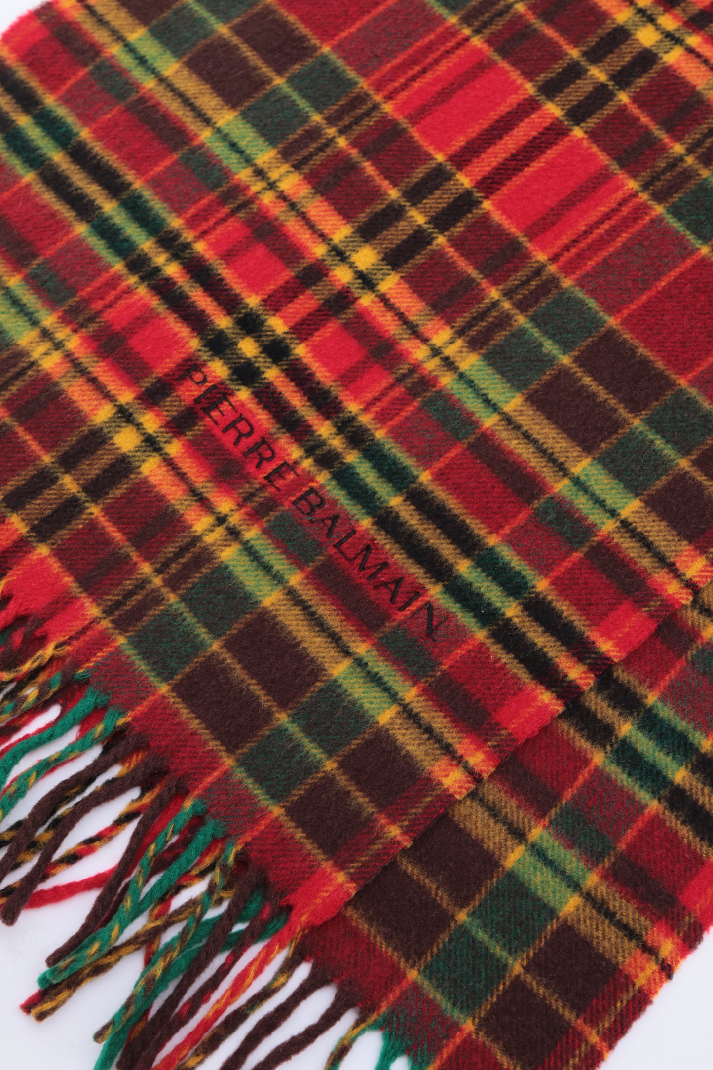 BALMAIN tartan wool scarf