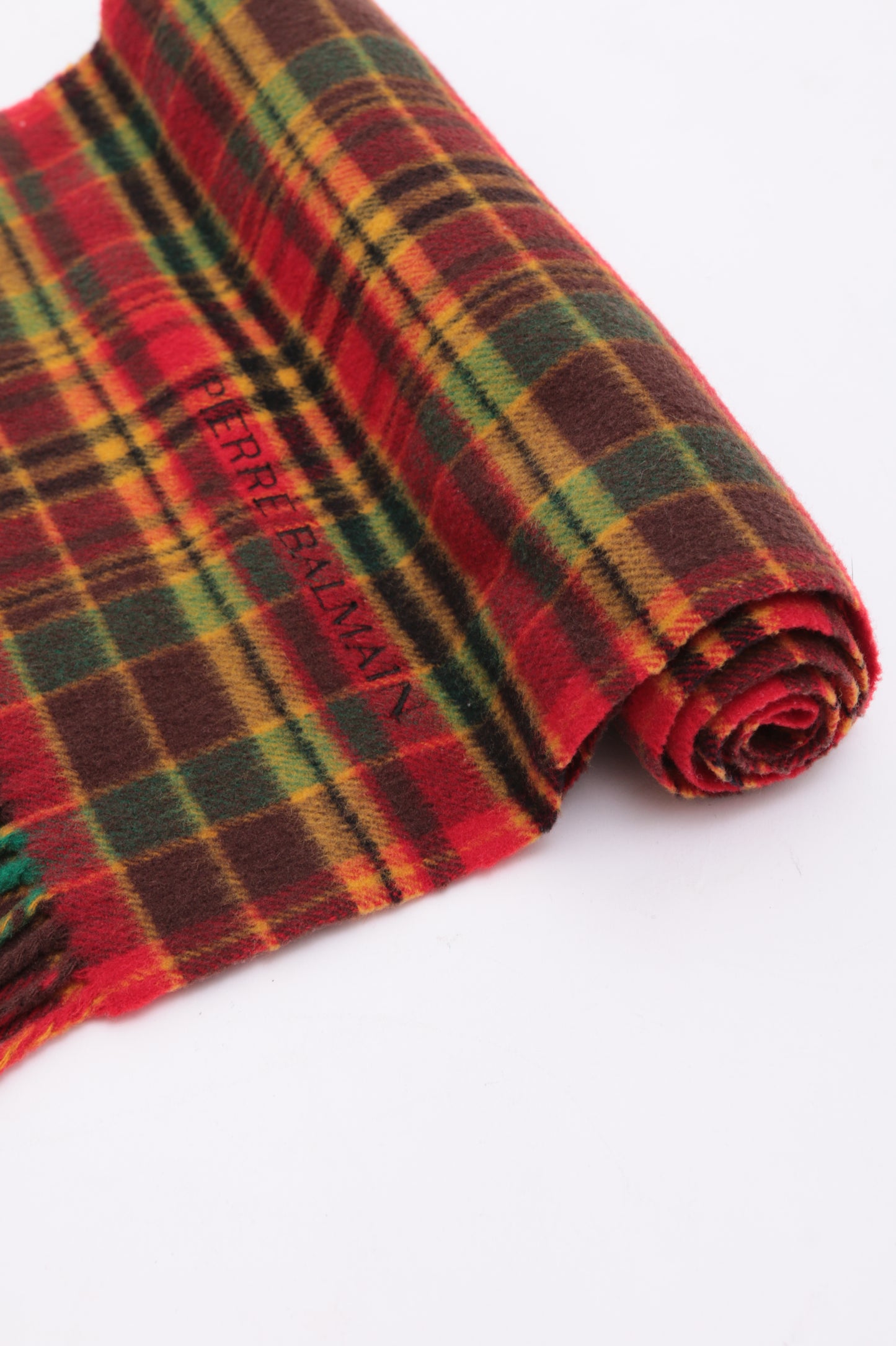 BALMAIN tartan wool scarf