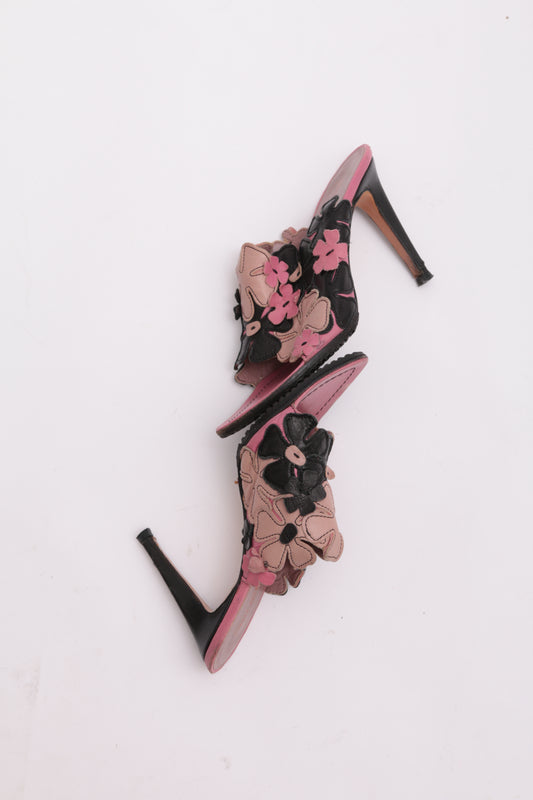 2000's MIU MIU floral leather heels